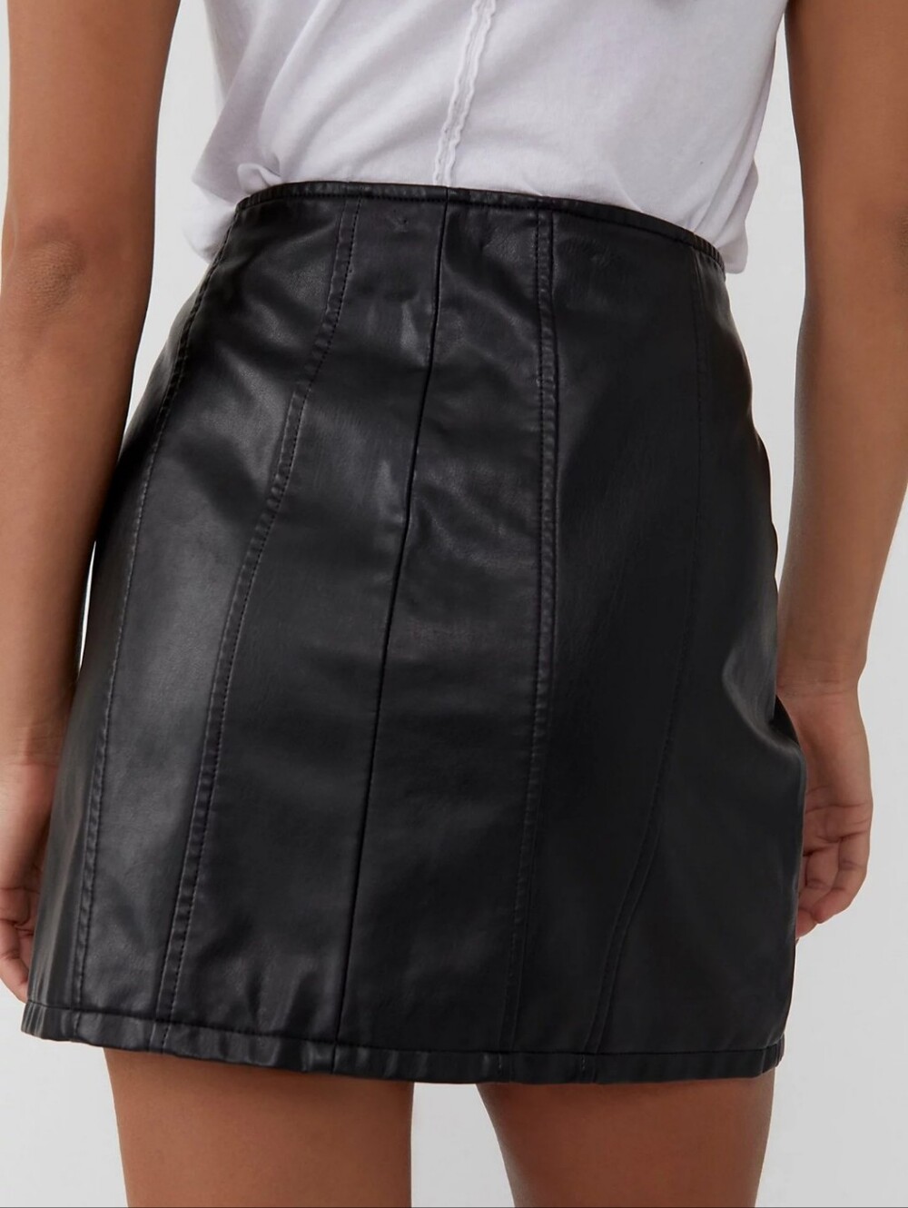 Free People Layla Vegan Leather Black Mini Skirt - Picture 2 of 9